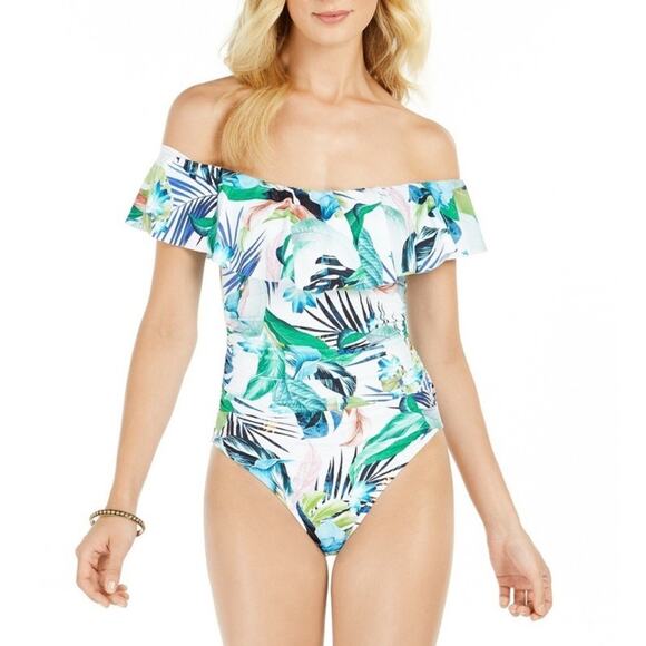 La Blanca In The Moment Off The Shoulder Tummy Control One Piece Swimsuit Sz 16 - Picture 1 of 8